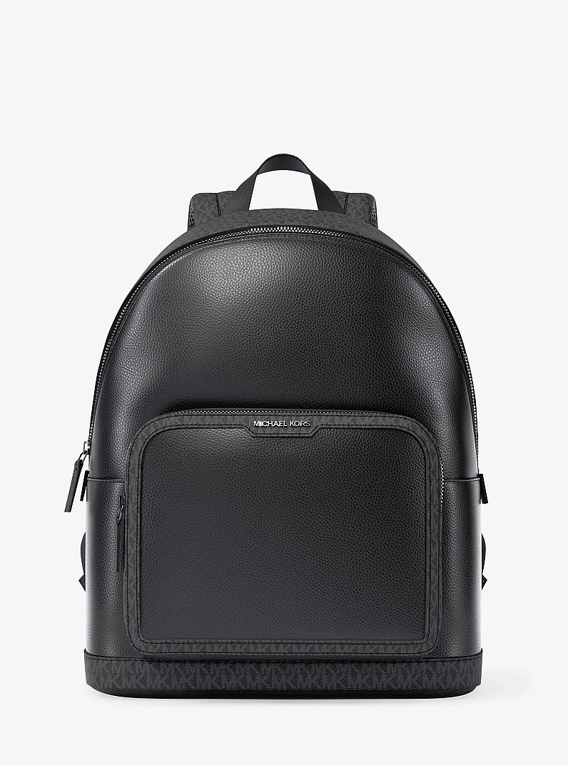 Cooper Medium Pebbled Leather and Signature Logo Commuter Backpack in BLACK | Michael Kors