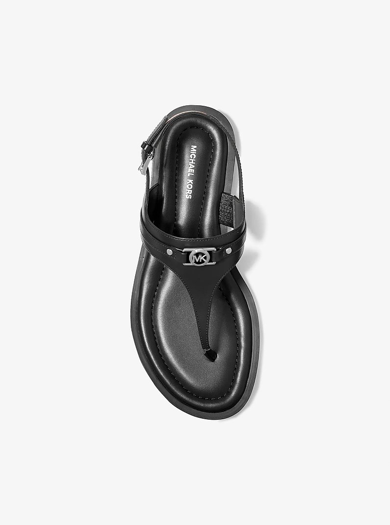 Sandale Mandy aus Leder mit T-Riemen in SCHWARZ | Michael Kors