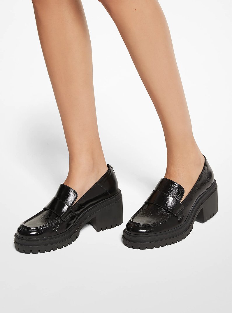 Rocco Crackled Patent Leather Loafer in BLACK - Sale | Michael