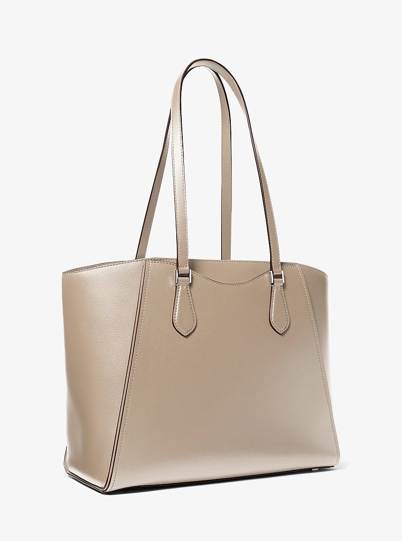 Taryn Large Leather Tote Bag in LIGHT SAND | Michael Kors