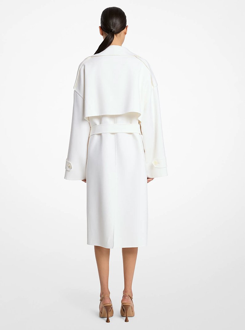 Double Faced Wool Blend Gabardine Trench Coat