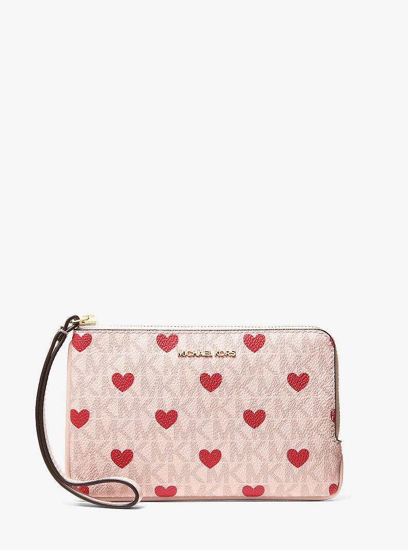 Jet Set Travel Small Printed Signature Logo Wristlet in POWDER BLUSH | Michael Kors