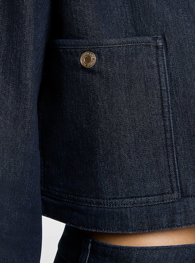 Cropped Denim Barn Jacket in RINSE | Michael Kors