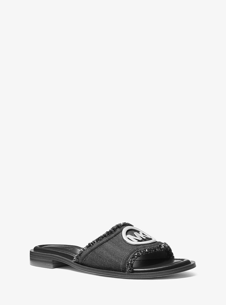 Hannah Denim Slide Sandal in BLACK WASH | Michael Kors