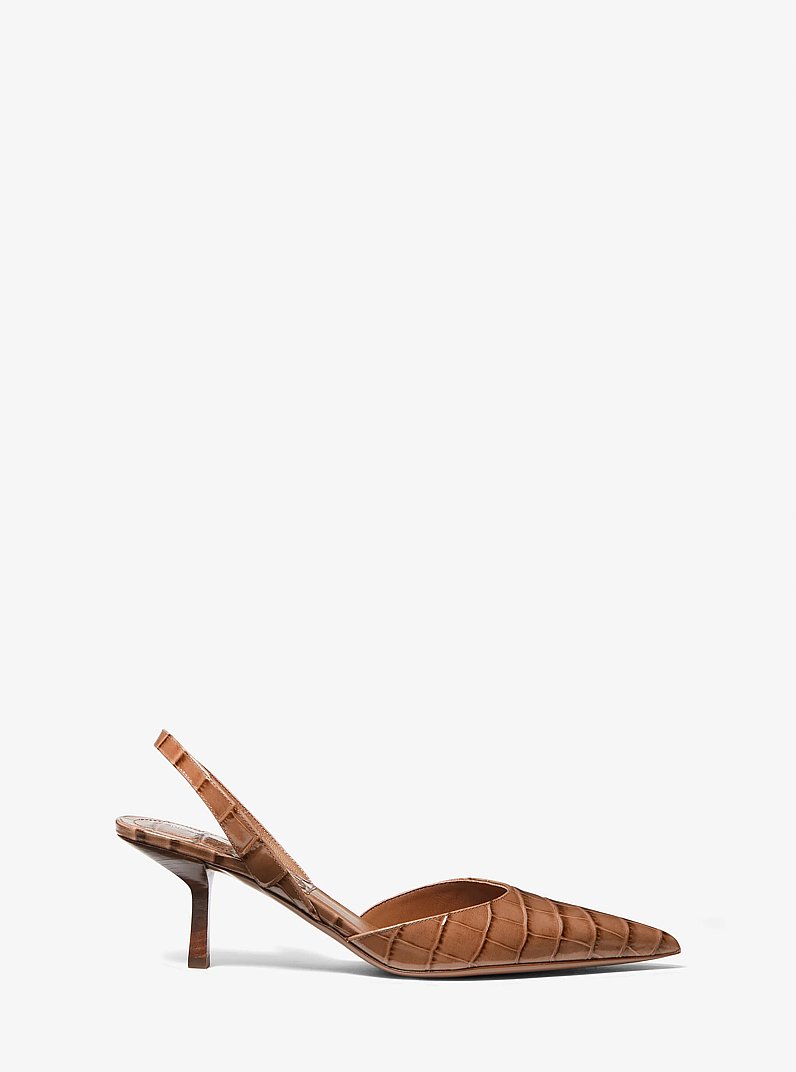 Holly Crocodile Embossed Leather Pump in CHESTNUT | Michael Kors