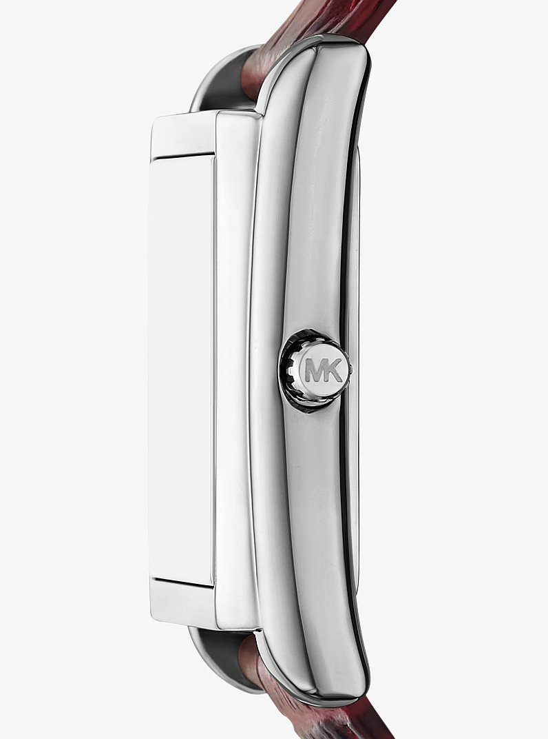 Essex Silver-Tone and Crocodile Embossed Leather Watch in OXBLOOD | Michael Kors