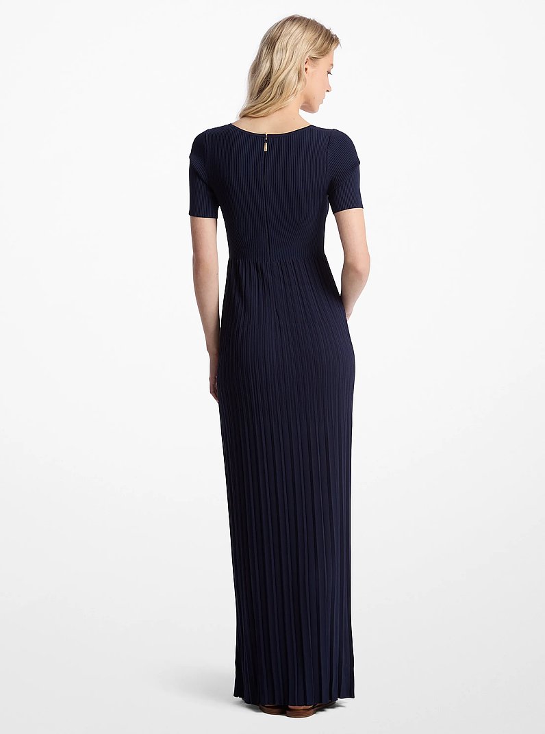 Ribbed Stretch Knit Midi Dress in MIDNIGHTBLUE | Michael Kors