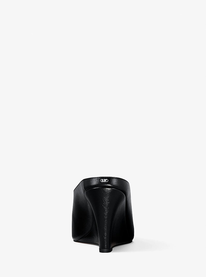Xandra Leather Wedge Mule in BLACK | Michael Kors