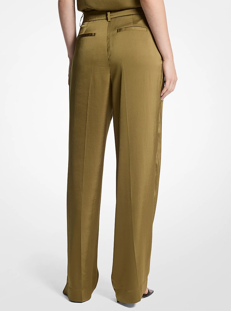 Drapey Satin Wide Leg Pants in PISTACHIO | Michael Kors