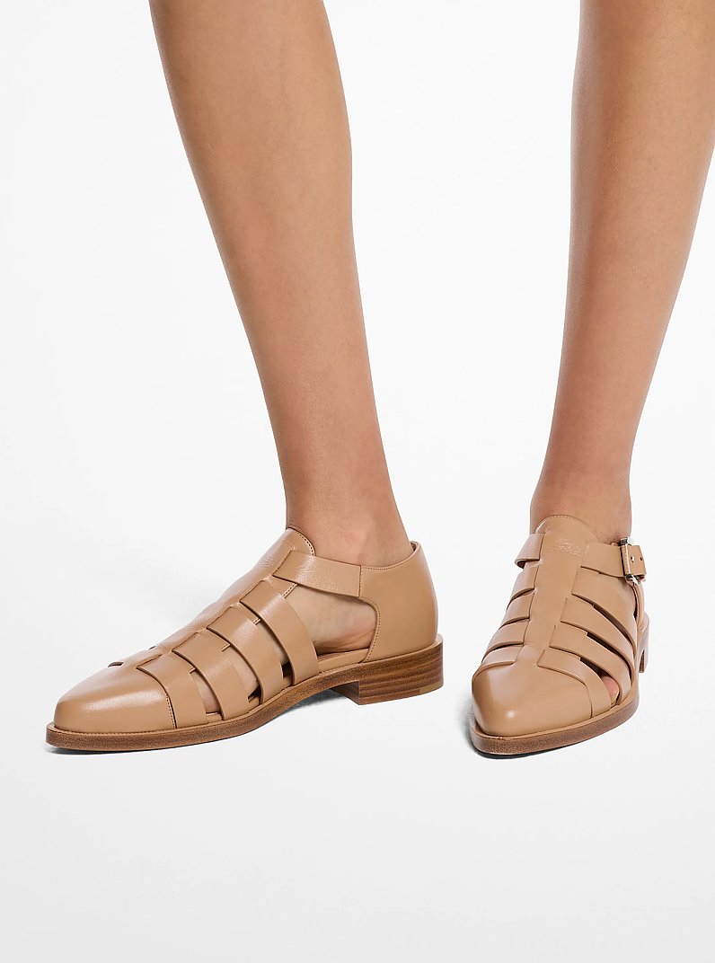 Stromboli Leather Fisherman Sandal in PEANUT | Michael Kors