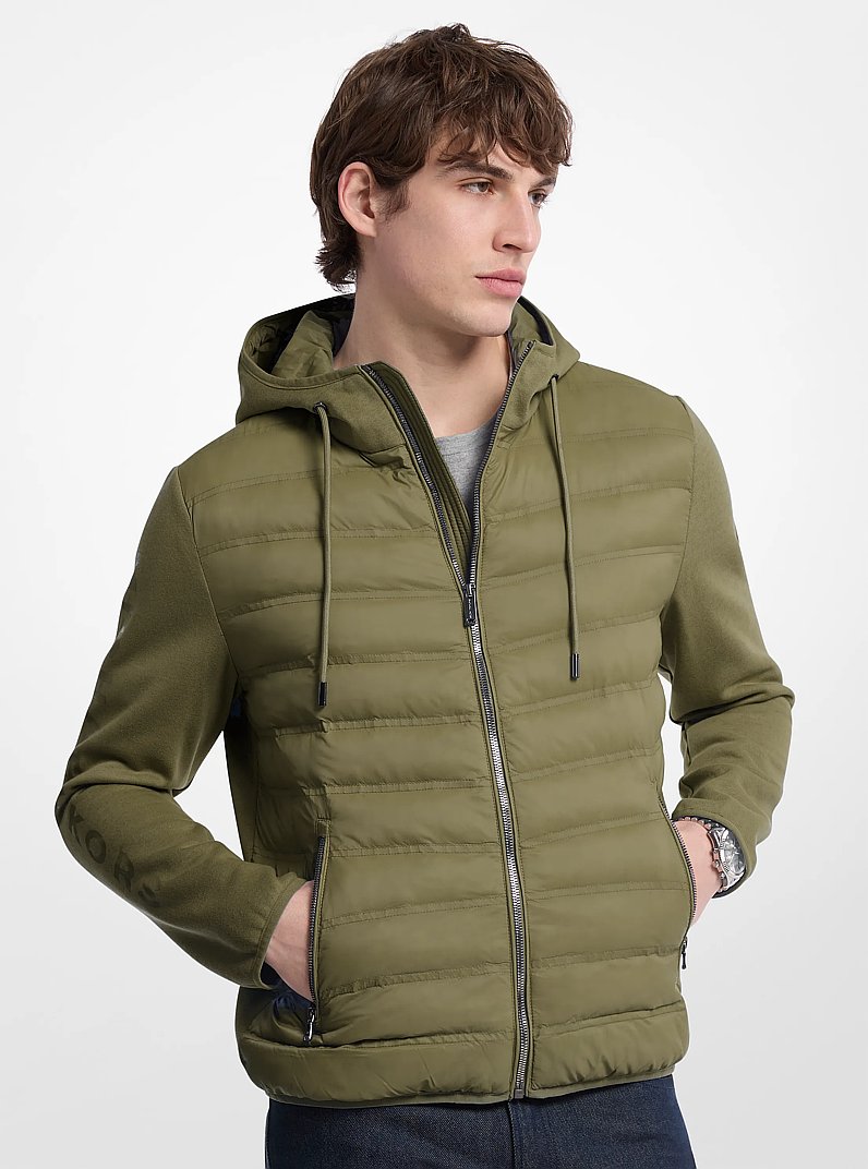 Galway Quilted Mixed-Media Jacket in OLIVE | Michael Kors