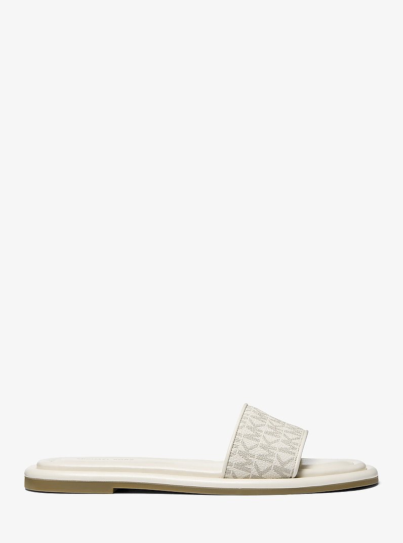 Dana Signature Logo Slide Sandal in VANILLA | Michael Kors