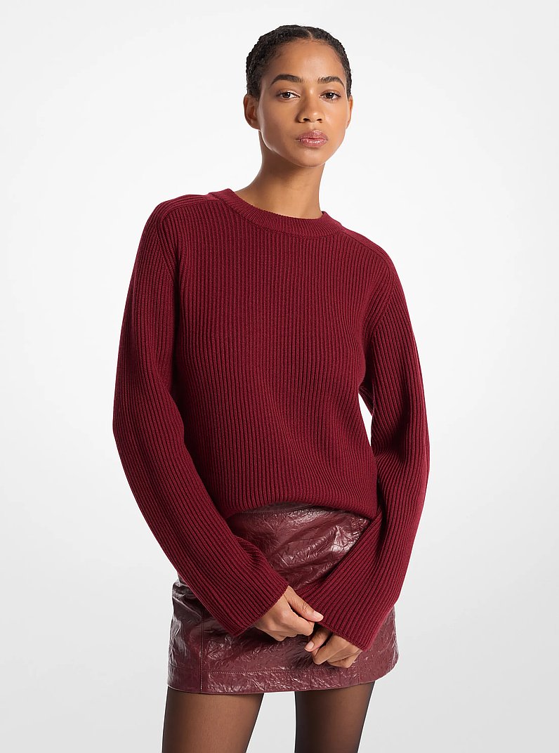 Gerippter Pullover aus Wolle in DUNKLES BRANDY | Michael Kors
