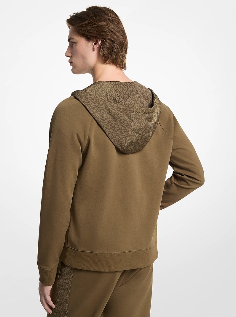 Cotton Blend Zip-Up Hoodie in DUFFLE | Michael Kors