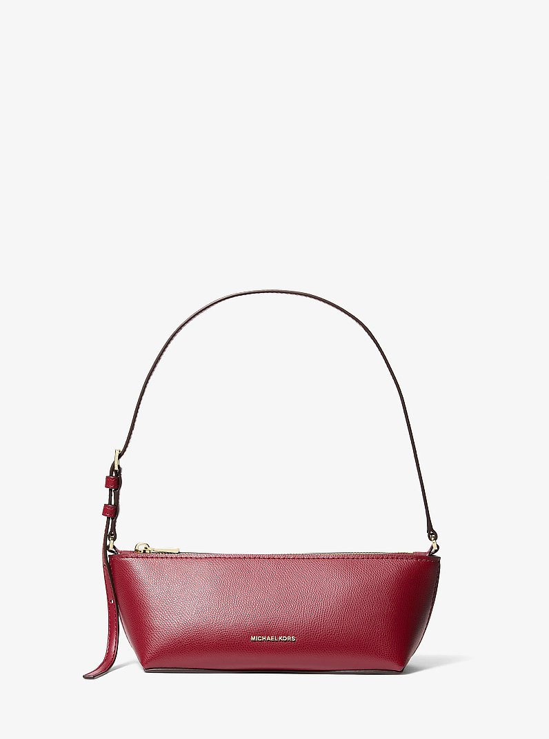Laila Small Leather Pochette in DEEP RED | Michael Kors