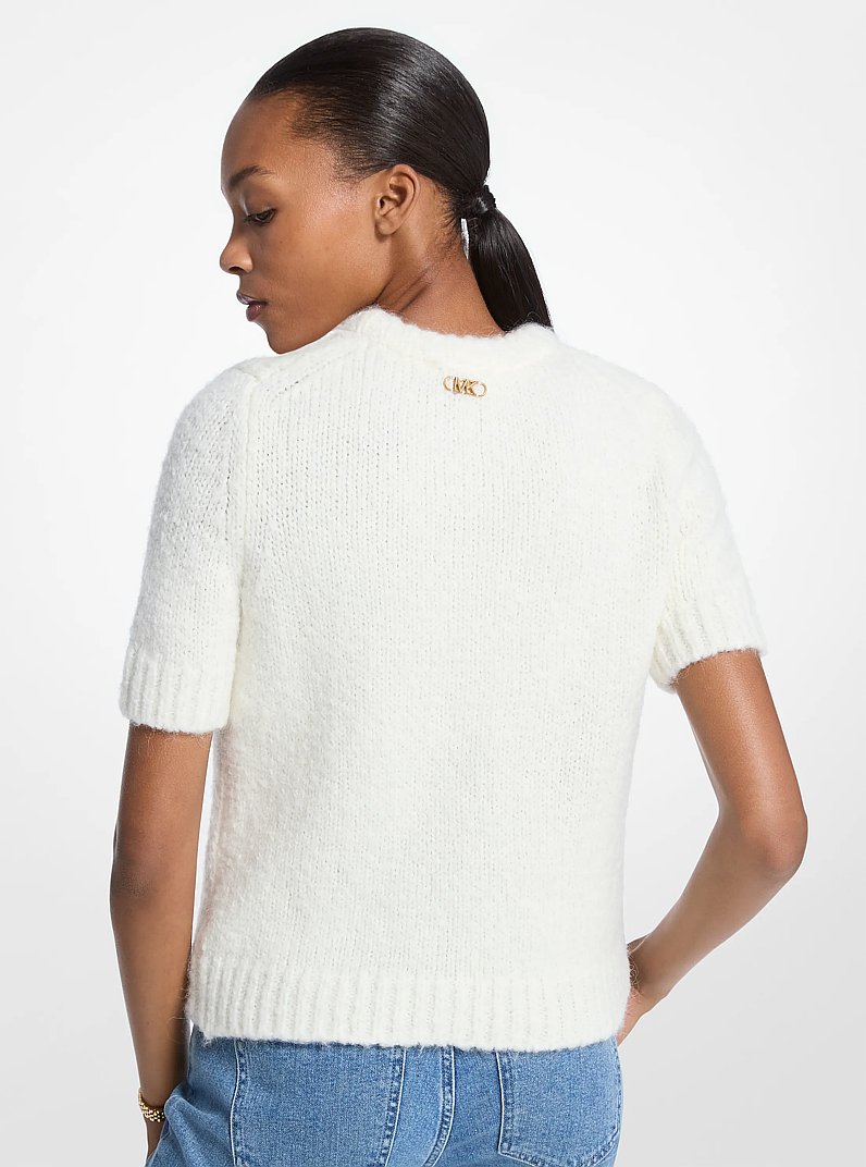 Knit Short-Sleeve Sweater in ECRU | Michael Kors