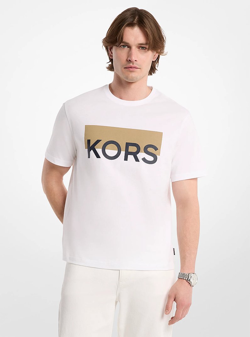 T-shirt Kors color block in cotone in BIANCO | Michael Kors