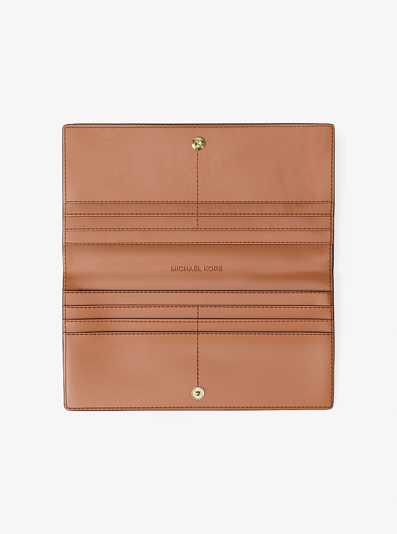 Carson Large Pebbled Leather Wallet in LUGGAGE | Michael Kors