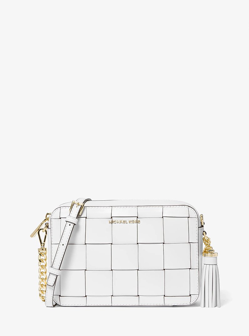 Jet Set Medium Woven Leather Crossbody Bag
