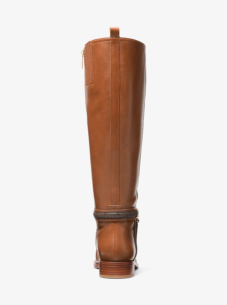 Bota Mindy ancha de piel con logotipo exclusivo in LUGGAGE MULTI | Michael Kors