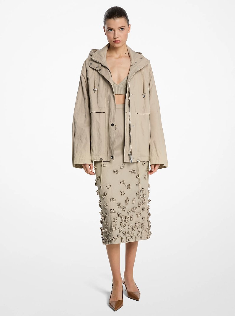 Crushed Cotton Gabardine Anorak in ALMOND | Michael Kors