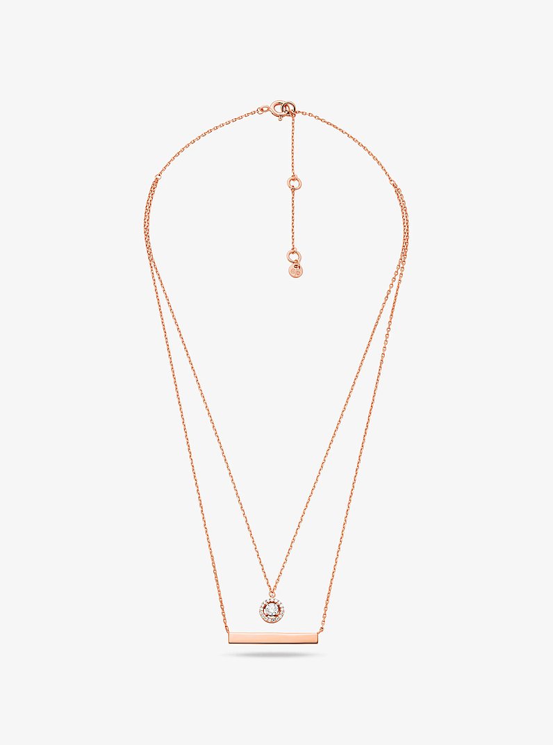 Precious Metal-Plated Sterling Silver Pav&eacute; Layered Necklace in ROSE GOLD | Michael Kors