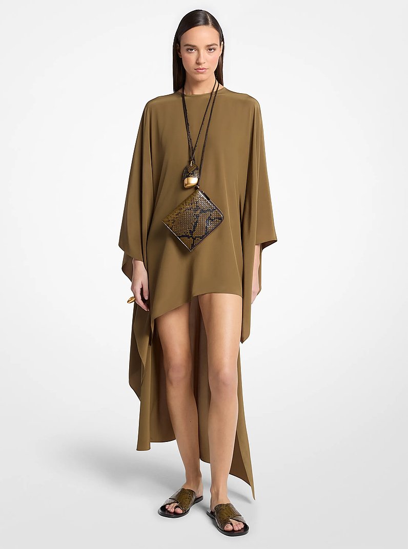 Silk Crepe de Chine Asymmetric Caftan