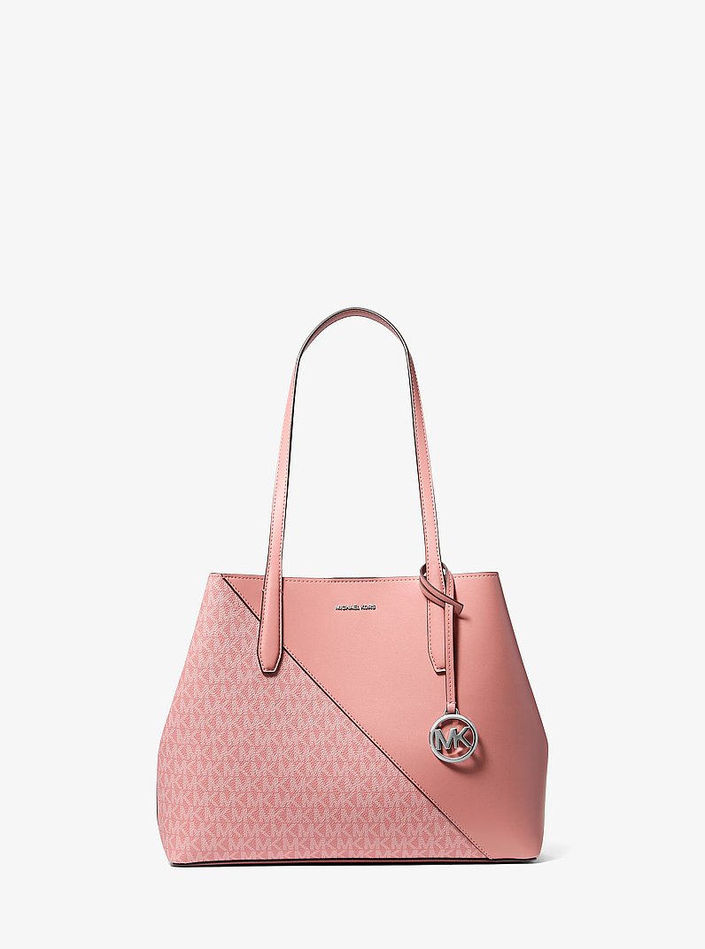 Avalon Medium Signature Logo and Smooth Tote Bag in SUNSET ROSE | Michael Kors