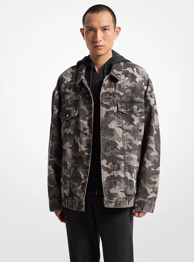 Camouflage Denim Jacket in CHARCOAL WASH | Michael Kors