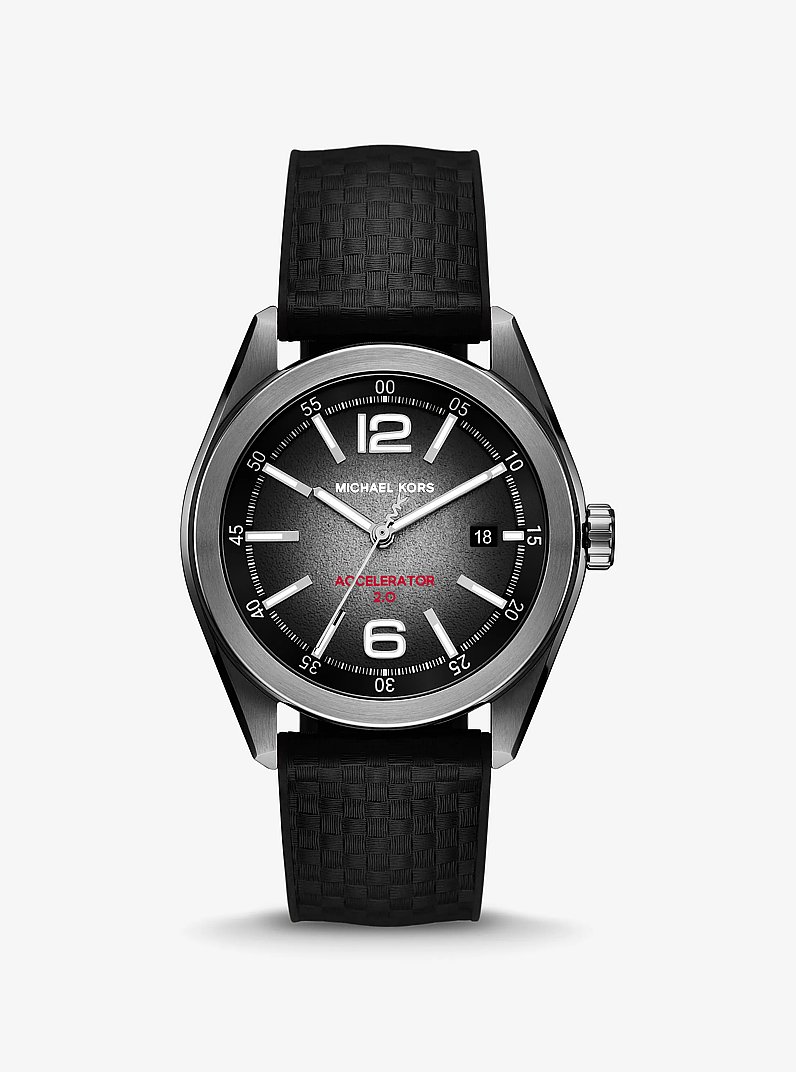 Orologio Accelerator 2.0 oversize tonalit&agrave; canna di fucile con cinturino in silicone testurizzato in NERO | Michael Kors