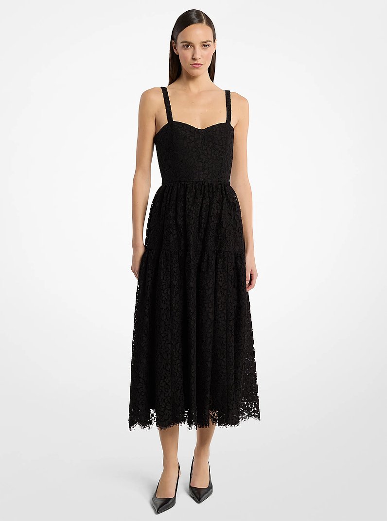Floral Lace Sweetheart Dress in BLACK | Michael Kors