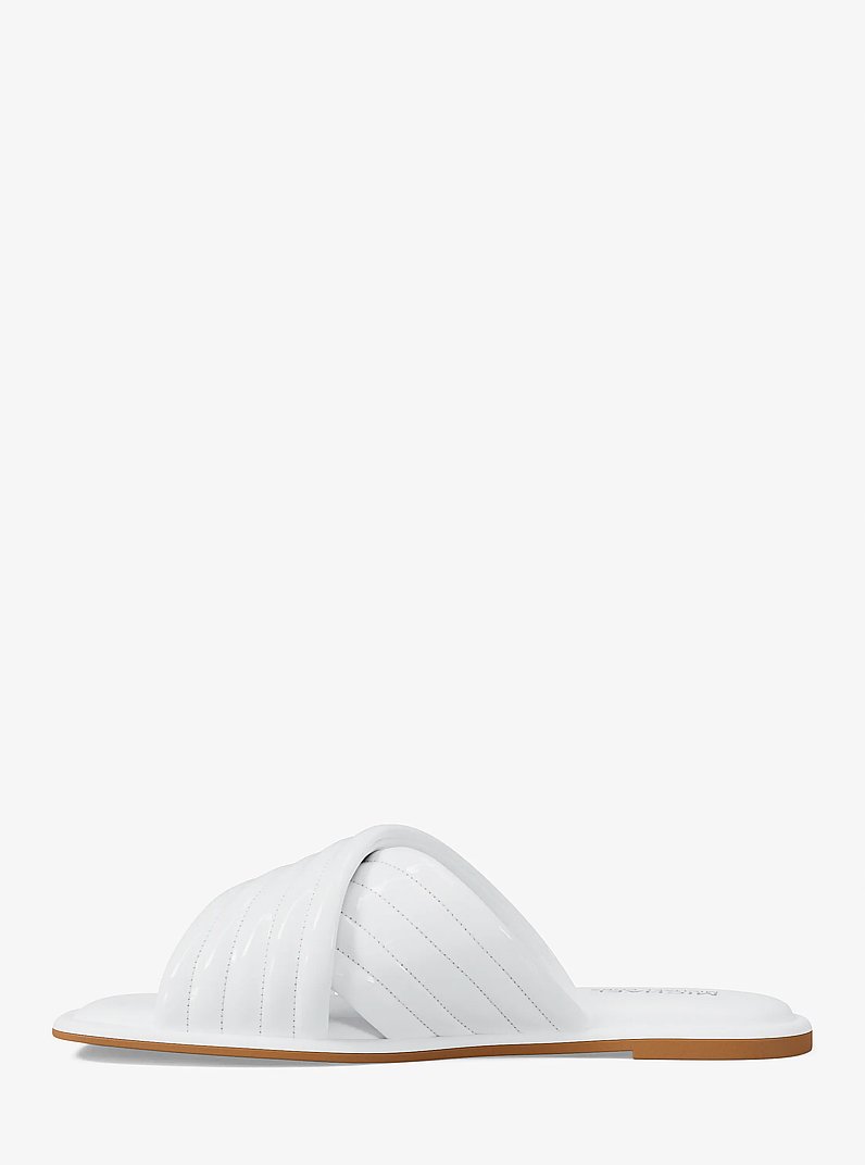 Portia Patent Slide Sandal in OPTIC WHITE | Michael Kors
