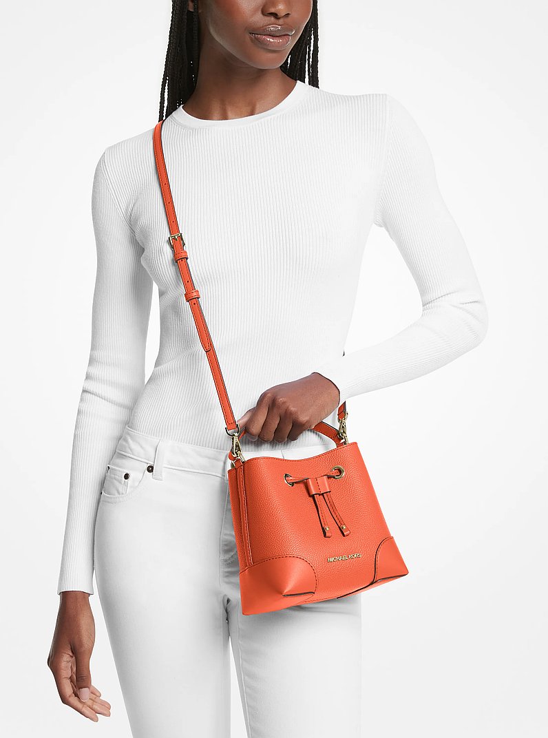 Mercer Small Pebbled Leather Bucket Bag in POWDER BLUSH | Michael Kors