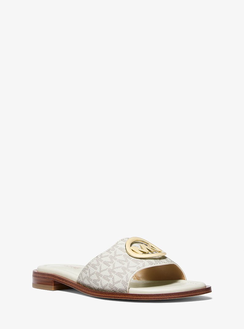 Hannah Signature Logo Slide Sandal in VANILLA | Michael Kors