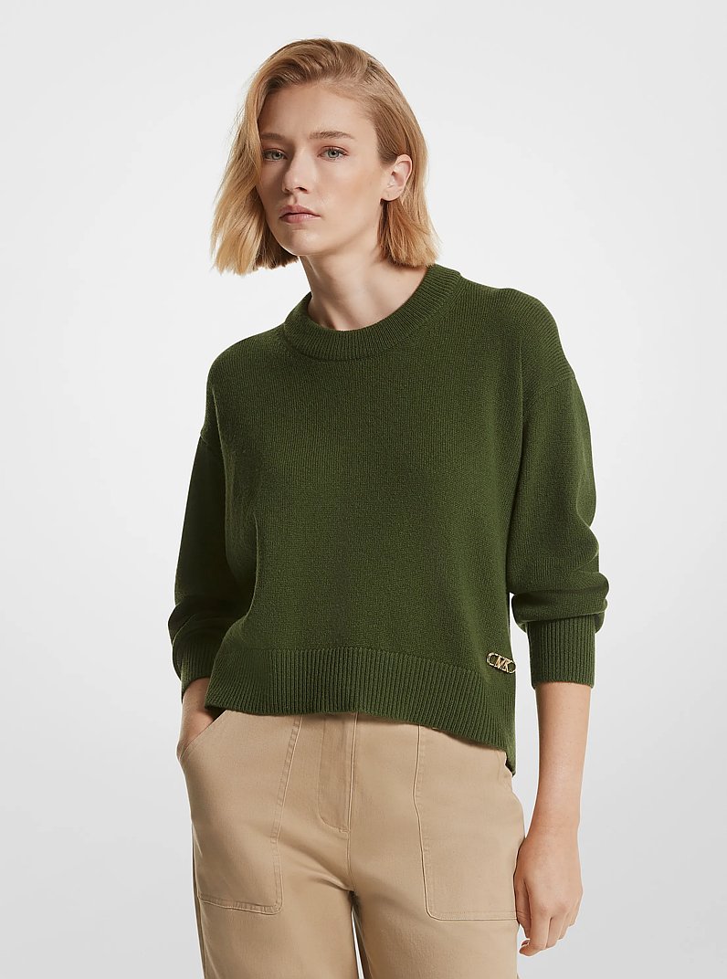 Wool and Cashmere Blend Sweater in JADE | Michael Kors