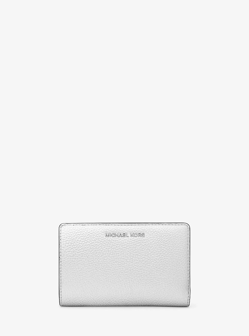 Empire Medium Metallic Pebbled Leather Wallet in SILVER | Michael Kors