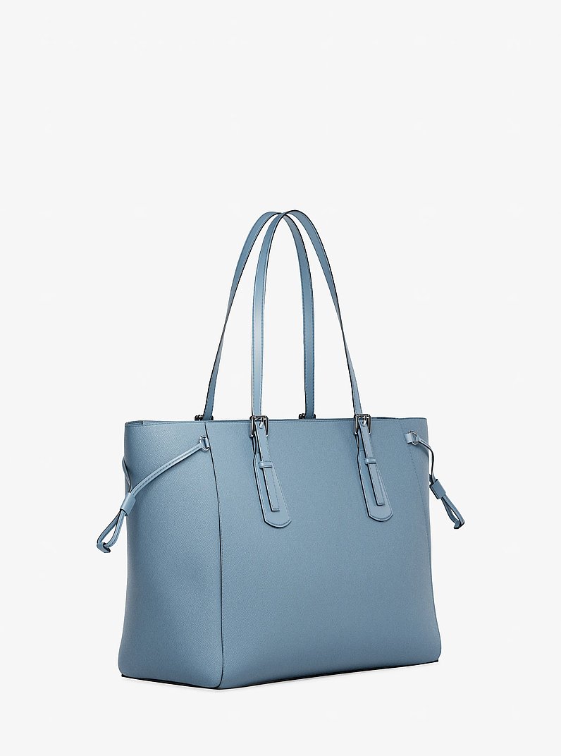 Voyager Large Saffiano Leather Tote Bag in DENIM | Michael Kors