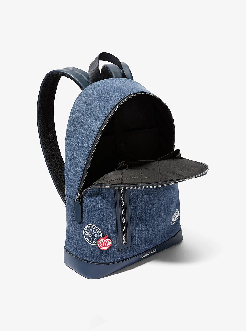 Cooper Slim Embellished Denim Commuter Backpack in DENIM | Michael Kors
