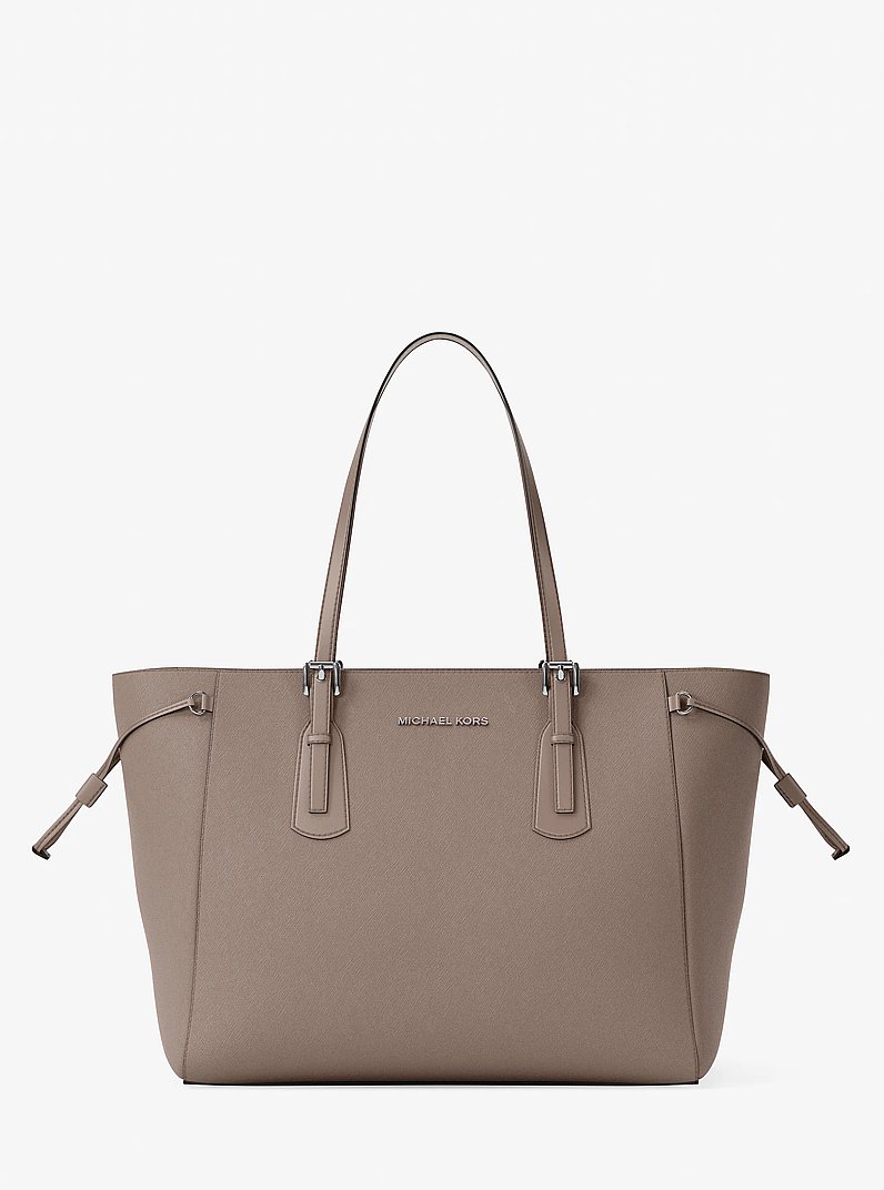 Voyager Large Saffiano Leather Tote Bag in MUSHROOM | Michael Kors