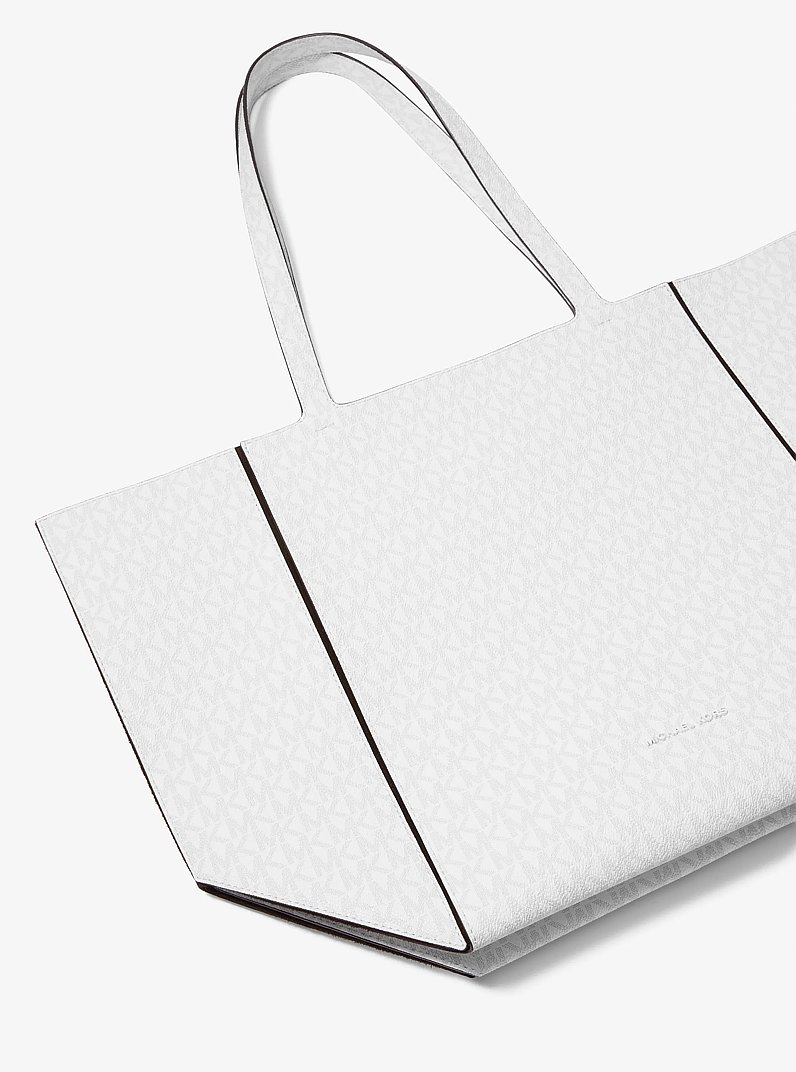 Borsa tote Jordi grande con stampa logo in BIANCO OTTICO/ALLUMINIO | Michael Kors