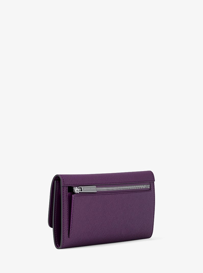 Jet Set Large Saffiano Leather Tri-Fold Wallet in PURPLE | Michael Kors