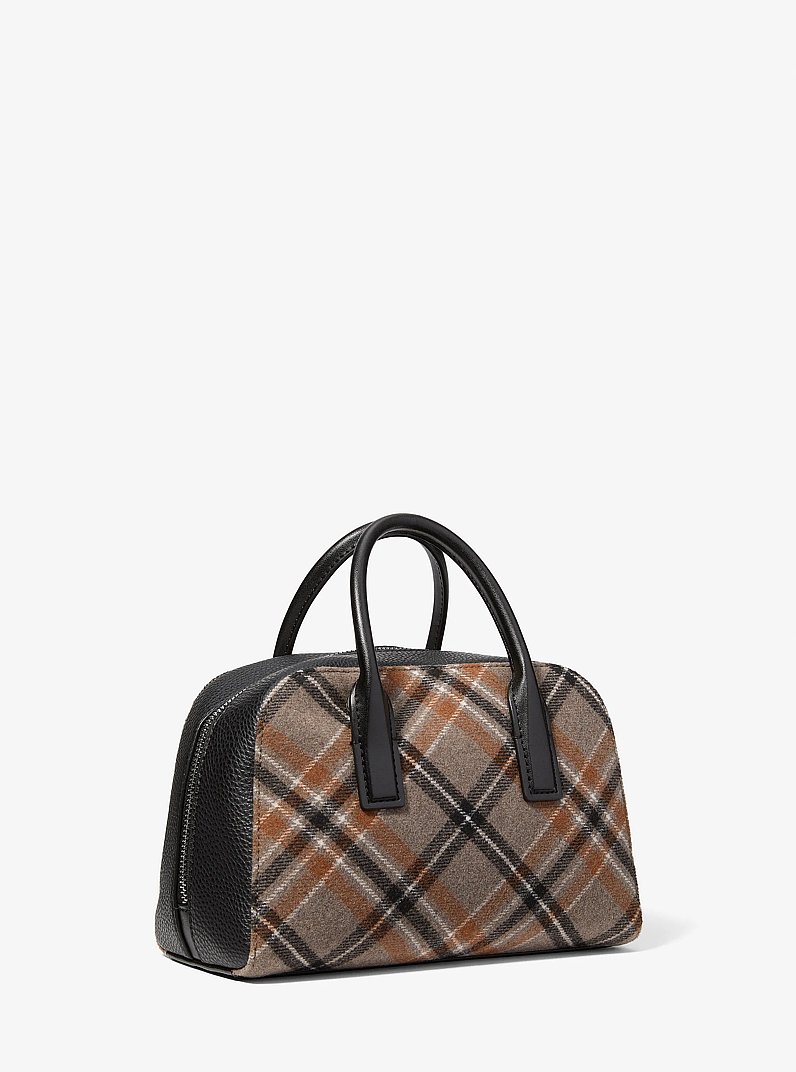 Ashton Small Plaid Print Wool Blend Messenger Bag in NEGRO | Michael Kors