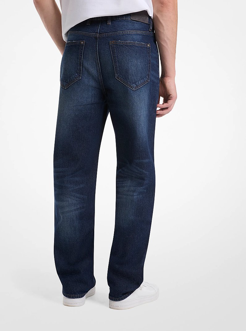 Jean Finn en denim &agrave; coupe droite in BLEU MOYEN D&Eacute;LAV&Eacute; | Michael Kors