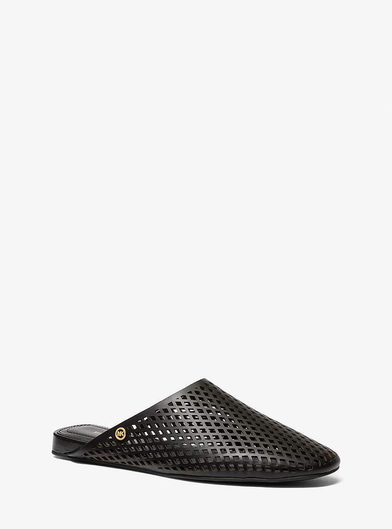 Cady Perforated Leather Mule in BLACK | Michael Kors