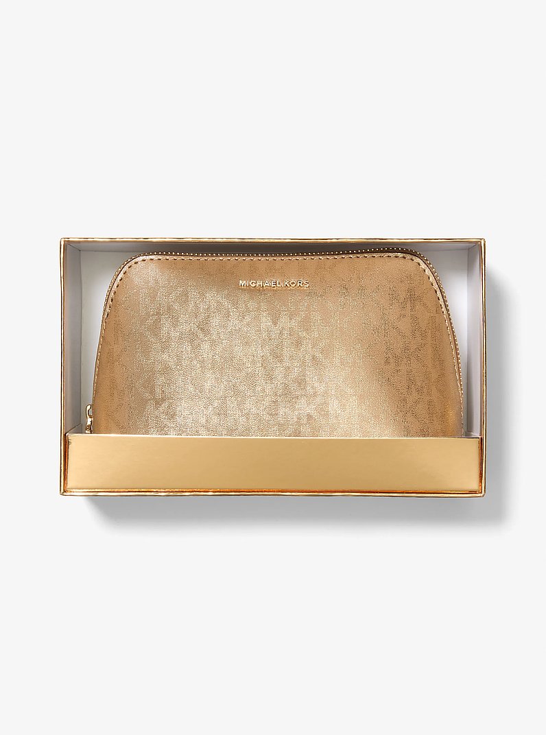 Jet Set Small Metallic Signature Logo Travel Kit in HUSK | Michael Kors