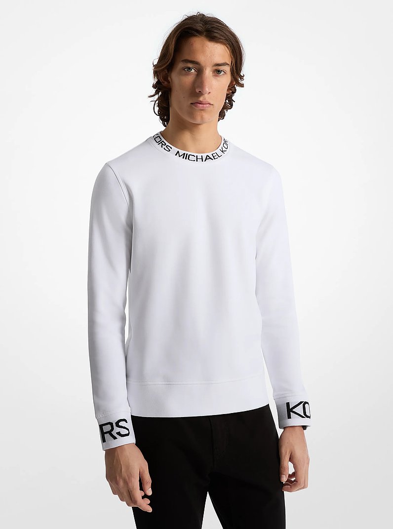 Logo Trim Cotton Blend Sweatshirt in WHITE | Michael Kors