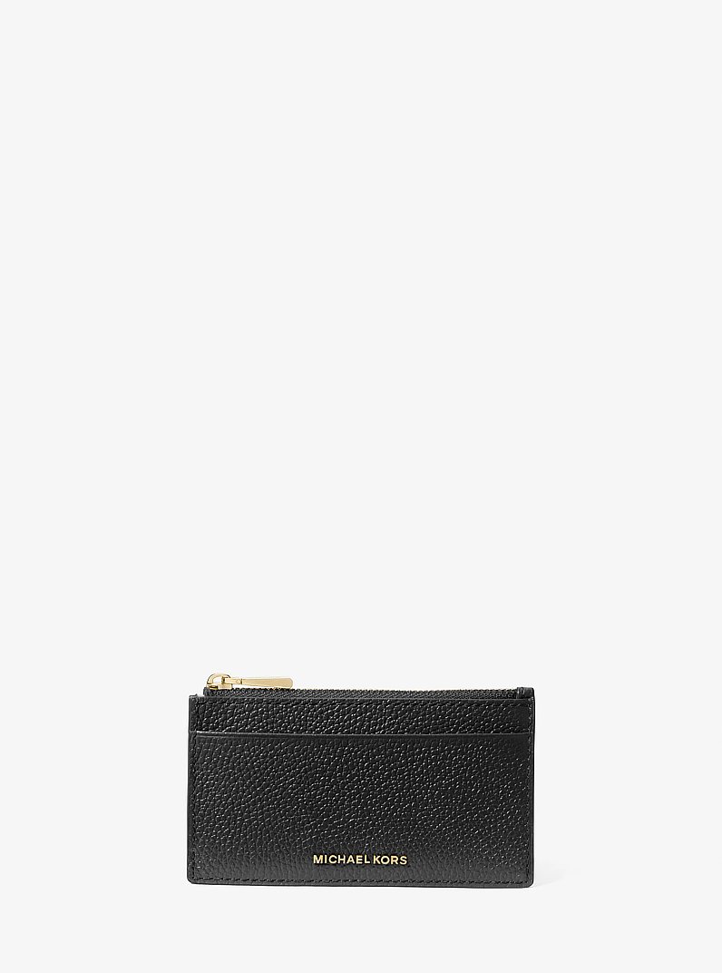 Porta carte di credito Jet Set piccolo in pelle martellata in NERO | Michael Kors