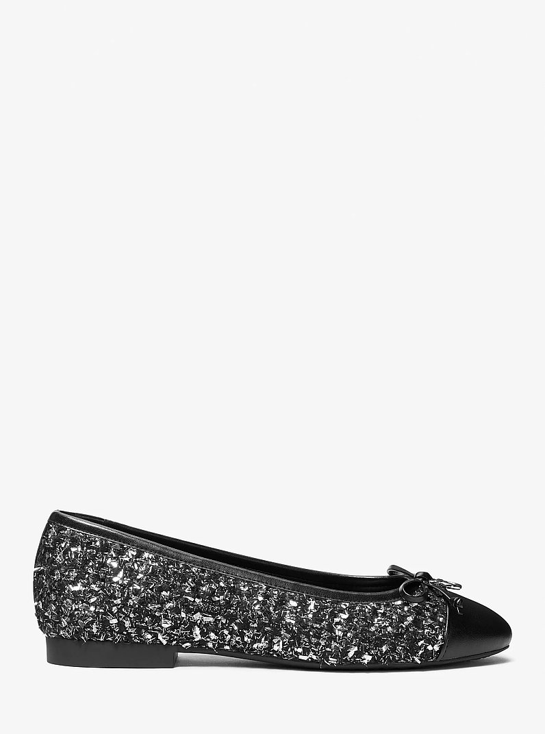 Ballerina Piper Flex in tweed metallizzato in NERO | Michael Kors