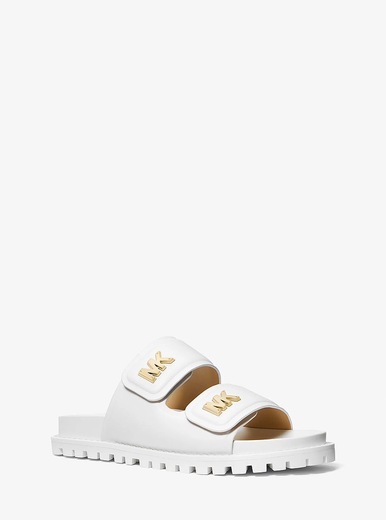 Stark Leather Slide Sandal in OPTIC WHITE | Michael Kors
