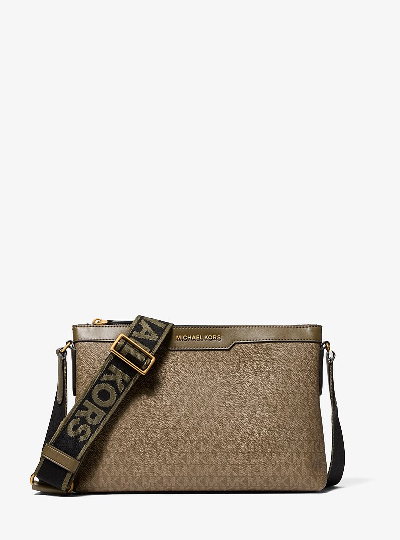 Hudson Signature Logo Messenger Bag in LODEN | Michael Kors
